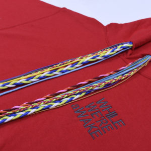 SOLID RED MULTI STRING HOODIE CLOSE UP